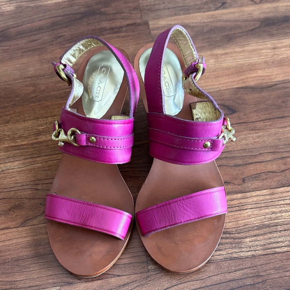 Coach Fuchsia Leather Sandals size 6B